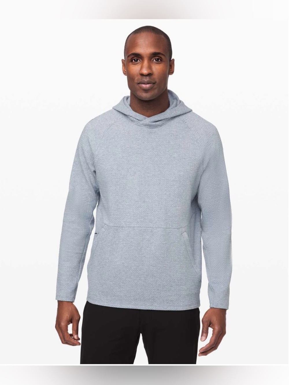 Lululemon At Ease Hoodie Mens Size L Blue Textured Double Knit Pullover LM3EOZS